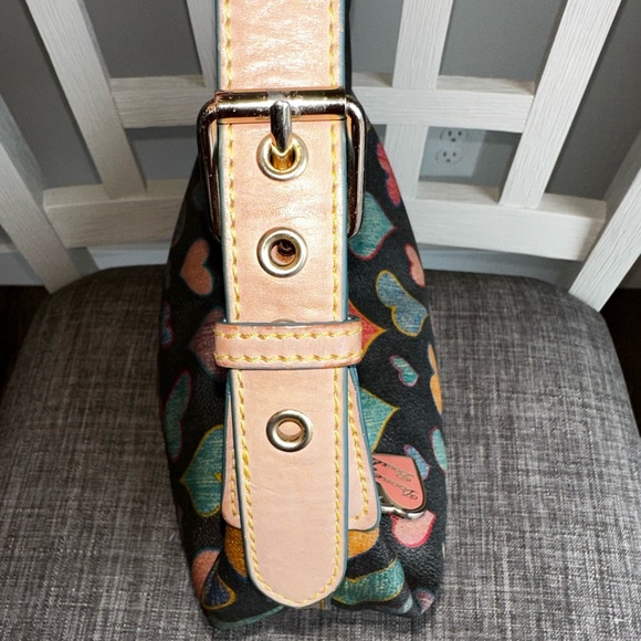 Vintage Dooney & Bourke Y2K Crayon Hearts Satchel Bag rainbow 🌈 zipper - Picture 8 of 15